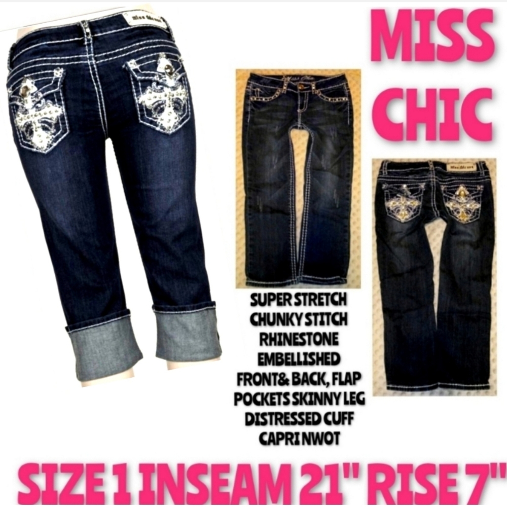 Miss Chic Crop Jeans Size 1 Skinny Leg Crop NWOT